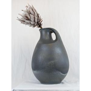 Blue Ceramic Vase, Minimalist German Design, 1960s