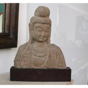 Bodhisattva,  Playing The Zither (guqin), Cast,  After A  Sculpture In The Guimet Museum, Paris
