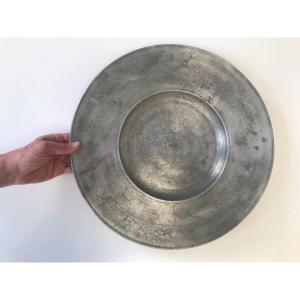 Wide Rimmed Pewter Plate, In The Shape Called "cardinal" With A  Beautiful Patina. 