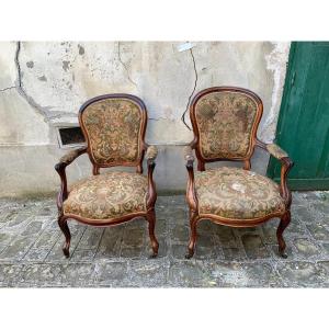 Pair Of Louis XV  Cabriolet Armchairs 