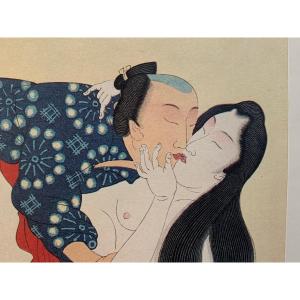 10 Japanese Erotic Prints, Shunga, After Fukujusô (adonis Ramosa) By Katsushika Hokusai
