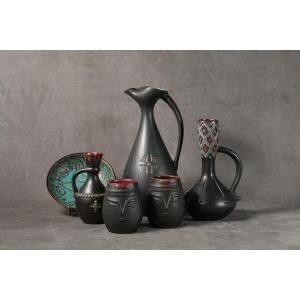 Group Of Traditional Georgian Black Ceramic  Circa 1960