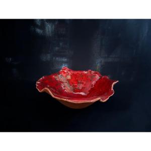 Salad Bowl, Glazed Stoneware Fruit Bowl, Belgium, Circa 1980