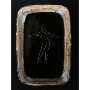 Ceramic Dish, Atelier Cerenne - Vallauris, Female Nude, Circa 1950