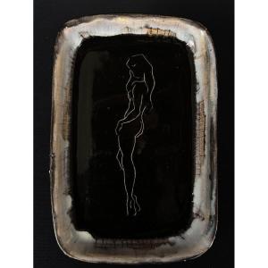 Ceramic Dish, Atelier Cerenne - Vallauris, Female Nude (ii), Circa 1950