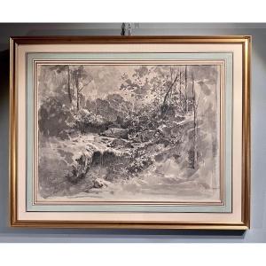 Abbé Laurent Guétal Landscaper Dauphinois Ink Drawing