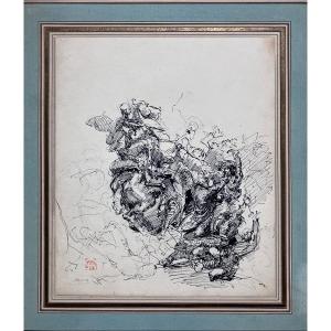 Drawing Ink And Pencil Jules Chadel (1870-1941)