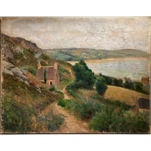 Painting Ferdinand Deconchy (1859-1946) Landscape Of Brittany