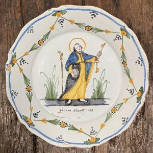 18th Century Nevers Earthenware Name Plate 