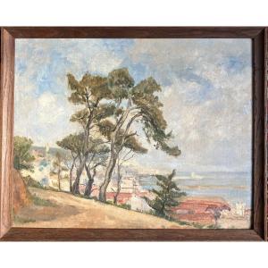 Orientalist Painting View Of Algiers By Simone Forge (1911-2003)