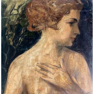 Painting Of A Young Woman By Mar Vosch (1947-1989) Brussels