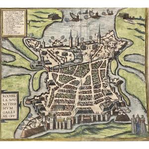 Old Map Of La Rochelle Circa 1590 By Braun And Hogenberg, Cartographers