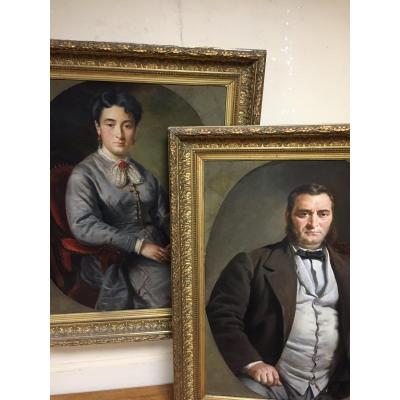 Pair Of Large Framed Portraits
