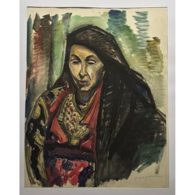 Portrait Of Corsican Woman By Paul Paquereau (1871-1956)