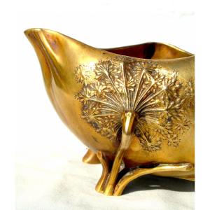 Art Nouveau "umbels" Cup By Leon Kann, Founder Of Siot Decauville In Gilt Bronze, Circa 1900