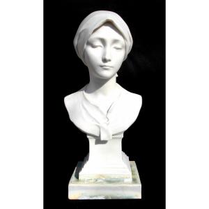 Bust Of A "young Peasant Woman" By Agathon Léonard, Biscuit Manufacture Nationale De Sèvres, Dated 1902
