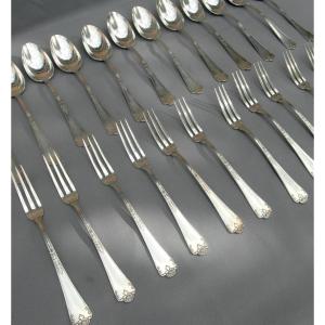 Dessert Service (entremets) Model Fer De Lance In Solid Silver By Puiforcat 1.069kg