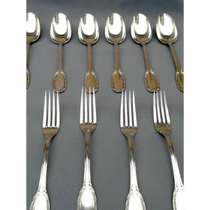1900 Table Cutlery, Solid Silver "minerva", "pearls And Acanthus Leaves" Decoration