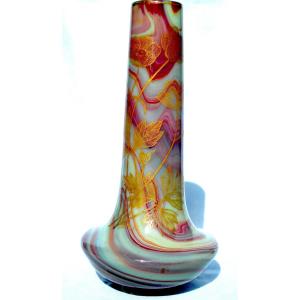 1900 Vase By Sèvres, Imitation Agate Stone, Buttercup Decor, Daum Galle Era