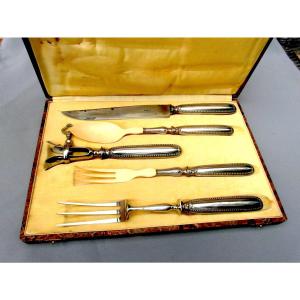 Minerva Silver Leg Of Lamb And Salad Service, Pearl Model, 1900, Perfect Condition.