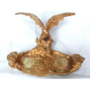 Monumental Gilt Bronze Inkwell By Marionnet, Circa 1900, Art Nouveau Era Siot Daum