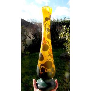 Monumental Daum Vase With Capucines, 52 Cm, Perfect, Galle Era 1900 