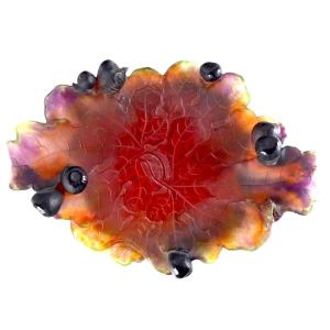 Monumental Daum "fig And Lizard" Bowl, 1st Choice, Perfect, Lalique, Galle, Walter Era 