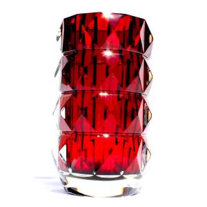 Large Baccarat "louxor" Model Red Vase, Perfect Condition, 5.2 Kg, Lalique Daum Era 