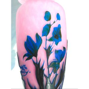 Vase Decorated With Wildflowers, Engraved By Delatte, Circa 1920, Daum Galle Muller Era