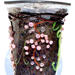 Vase With Applied Grapes By Ioan Nemtoi, Homage To Daum, 75 Cm High, 17.4 Kg!