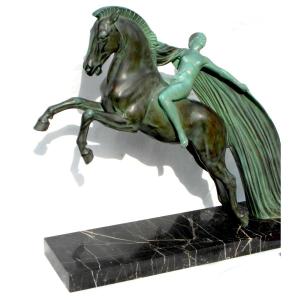 Art Deco Sculpture "the Ride" By C. Charles, Le Verrier Edition, 62 Cm, Circa 1930 