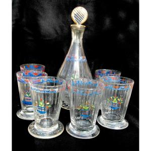 Daum Liqueur Service For Louis Damon And Delente, Circa 1890, Galle Art-nouveau Era