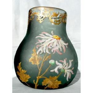 1900 Chrysanthemum Vase By Montjoye, Daum Era Galle Legras