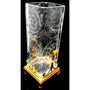 Large Baccarat Vase With Bronze Mounting For The Crystal Staircase, Circa 1880, Daum Galle Era