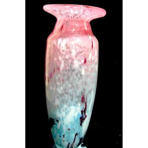 Large Art-deco Vase In Jade Glass By Schneider, Perfect, Era Daum Galle 1920