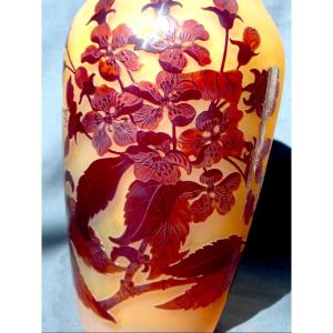 Vase 1900 Galle With Flowers And Plum Tree Buds, Perfect, Era Daum Art-nouveau
