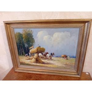Mariette Lefevre Defive Oil On Canvas Field Work