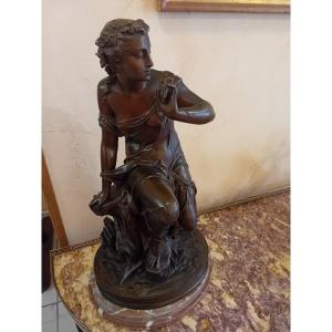 Emile Hebert "the Virgin's Thread" Important Bronze With Patina Medal 