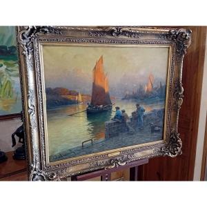 Georges Philibert Maroniez (1865- 1933) Oil On Canvas: Marine