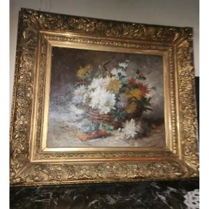 Tableau De Eugène Henry Cauchois Représentant Un Bouquet De Fleurs