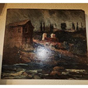 Oil On Panel By François Marius Berthet Late 19th