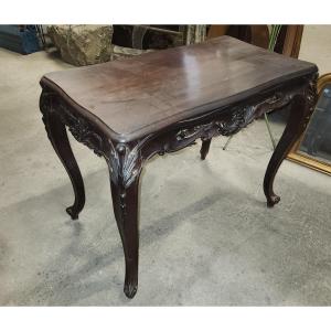 Louis XV Table With 4 Sides In Exotic Wood From The End Of The 19th Century