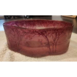 Glass Paste Planter Signed De A.delatte Nancy A Decor De Bord D’étang