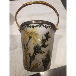 Art Nouveau Ice Cube Bucket Decorated With Flowering Thistles