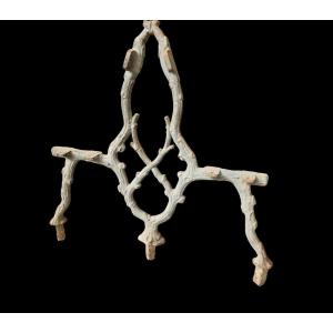  Double Cast Iron Chateau Bench Base With Branch Decor, Late 19th Century 