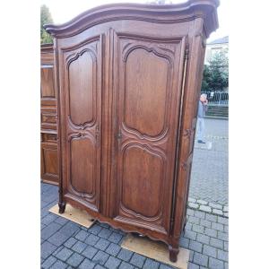 19th Century Curved Oak Alsatian Wardrobe 