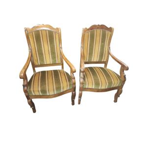 Pair Of Restoration Walnut Armchairs