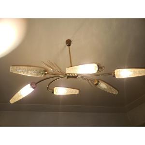 Arlus Lighting Set From The 60s Consisting Of A Chandelier And 2 Wall Lights