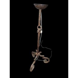 Wrought Iron Floor Lamp (brutalist Art) Signed Vich