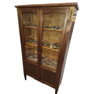 Louis XVI Style Bookcase In Mahogany And Marquetry Fillets Circa 1930